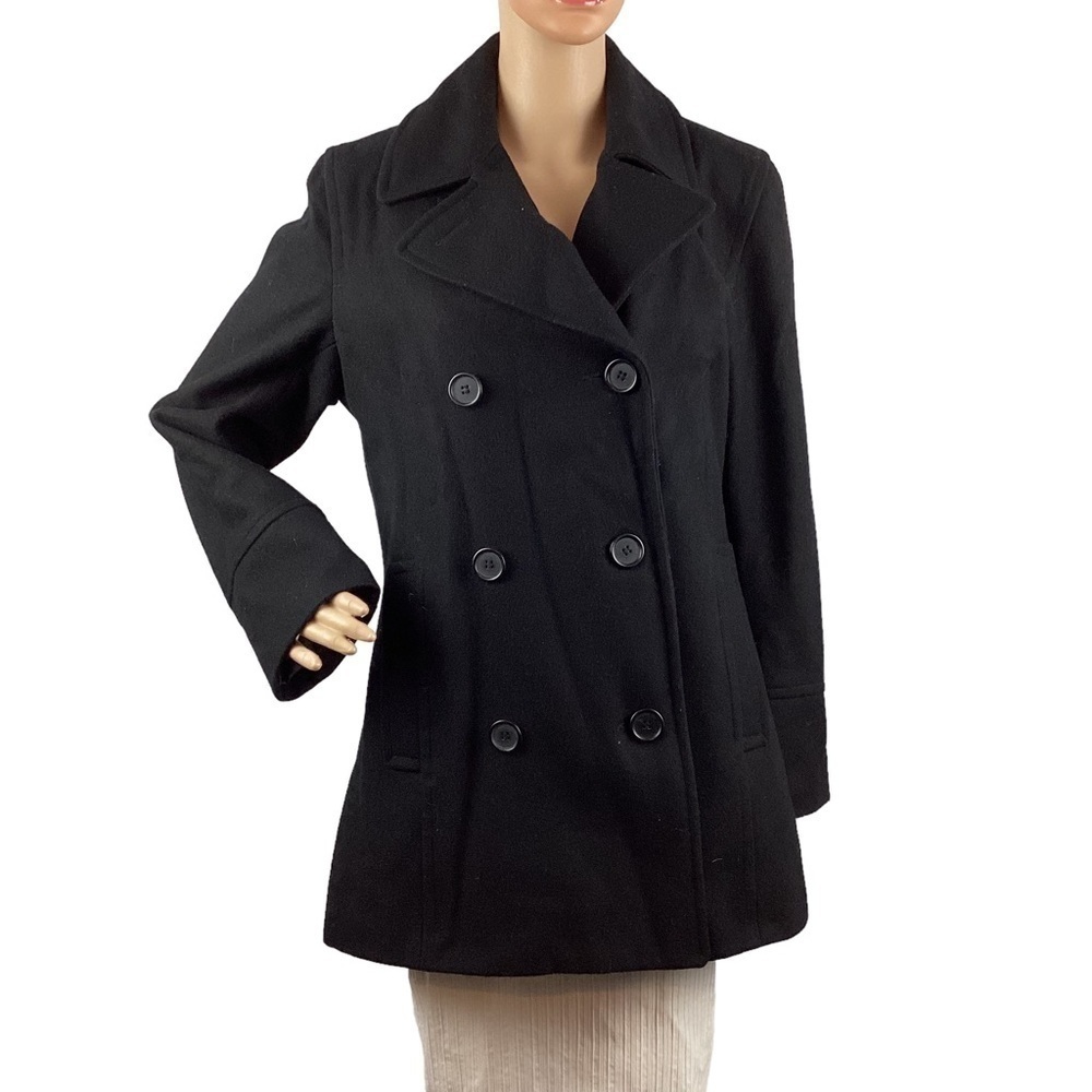 Kristen Blake Wool Blend Pea Coat Size S Black